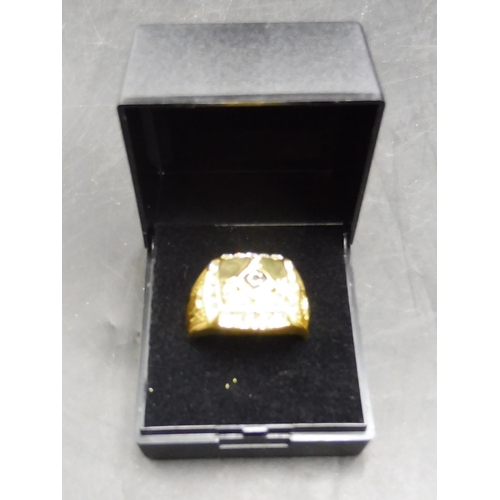 267 - Men's Masonic Freemason's Band Ring Size 9 in Presentation Box