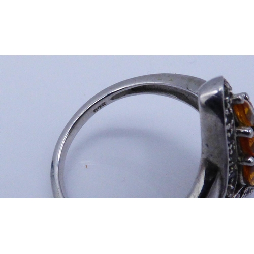 273 - Silver 925 Songea Sunset Sapphire Ring