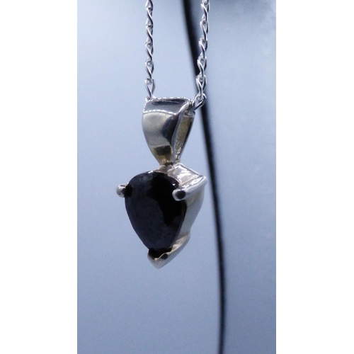 282 - Silver 925 Blue Stone Pendant with Chain and Presentation Box