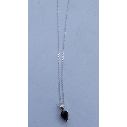 282 - Silver 925 Blue Stone Pendant with Chain and Presentation Box