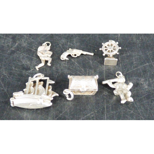 295 - Selection of Silver Charms including Boot, Key and More