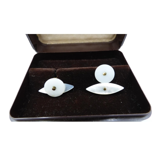 331 - Pair of Vintage Ola Gorie Mother of Pearl Cufflinks in Case