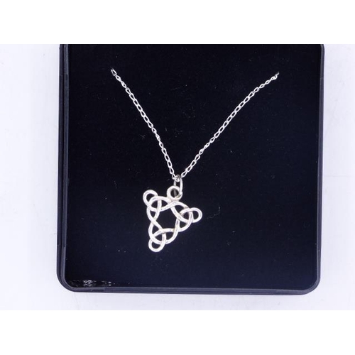 337 - Silver 925 Celtic Style Pendant with Chain and Presentation Box