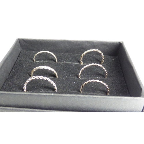 347 - Selection of 6 Silver 925 Decorative Band Rings with Display Case