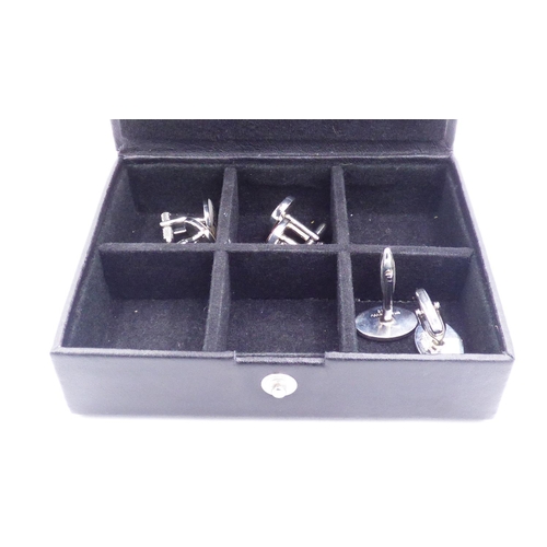 433 - Three Pairs of Cufflinks to include Beatles in Faux leather Box