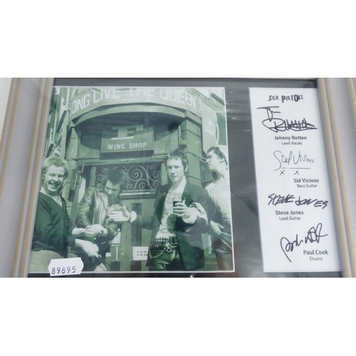 521 - Framed Sex Pistols Print approx. 12