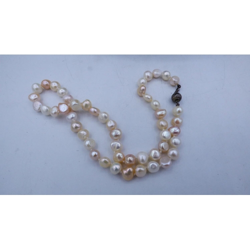 457 - Freshwater Pearl Necklace With Silver Clasp