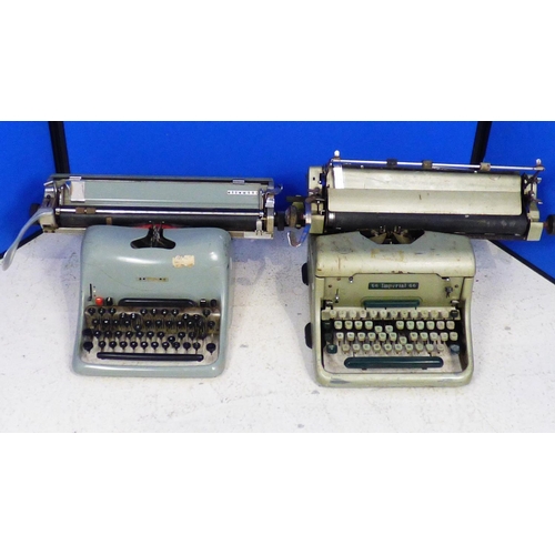 600 - Two Vintage Metal Cased Typewriters including Olivetti and Imperial 66