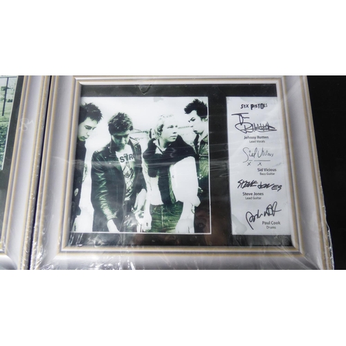 614 - Four Sex Pistols Framed and Glazed Prints with Signatures (12