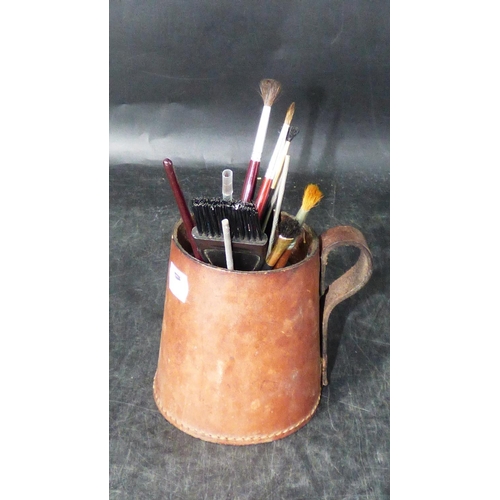 657 - Realhide Leather Tankard with paintbrushes