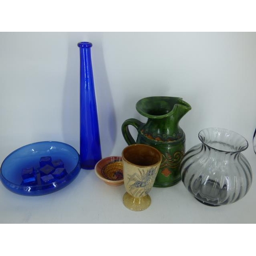 667 - Mixed Selection including Studio Pottery, and Coloured Glass