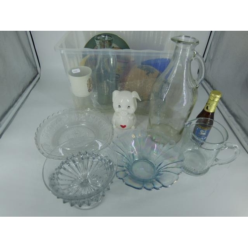 690 - Mixed Lot of Glassware and Ceramics including Pig Money Box, Jugs, Olive Bowl and More