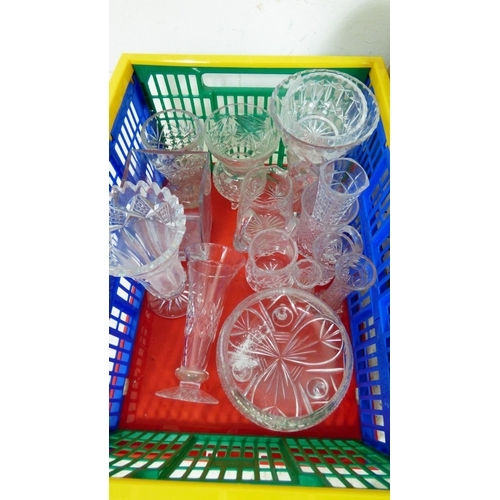 699 - A Crate and A Box of House Clearance Glassware Includes Crystal, Vases  Bowls and More