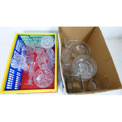 699 - A Crate and A Box of House Clearance Glassware Includes Crystal, Vases  Bowls and More