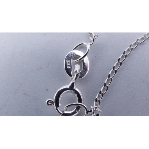 299 - Silver 925 twin Blue Stoned Pendant with Chain and Presentation Box