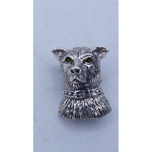 339 - Sterling Silver Dog Pendant / Brooch with Presentation Box