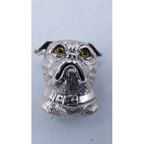 346 - Sterling Silver Bulldog Pendant / Brooch complete wit Presentation Box