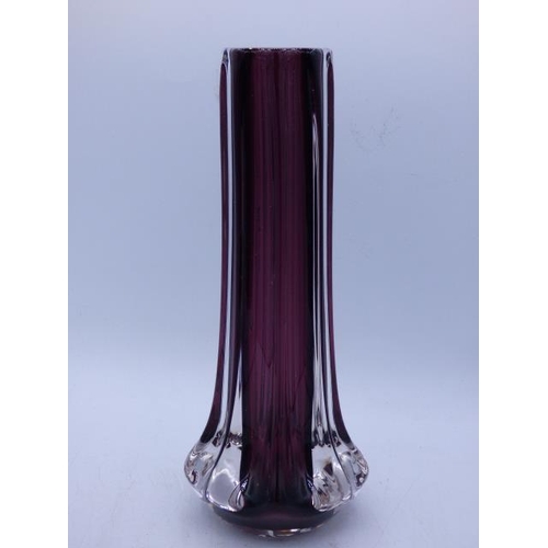 396 - Whitefriars Aubergine 8 Sided Vase (1972 to 1973) 8.5