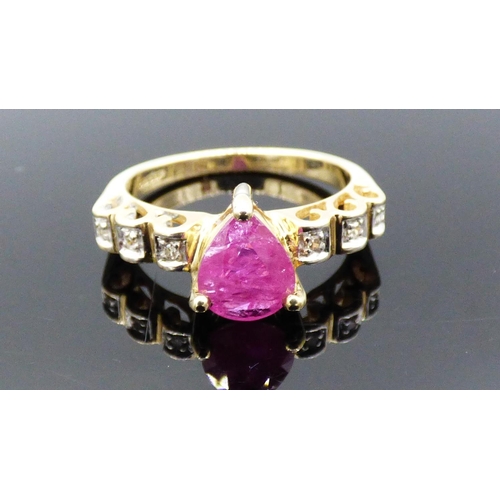 469 - Hallmarked Birmingham Gold 375 Ruby and Diamond Ring (Size N) Complete with Presentation Box