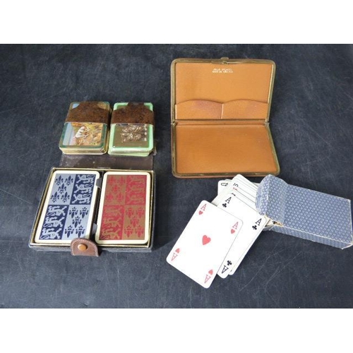 503 - Three Packs of Playing Cards with Real Pigskin Wallet