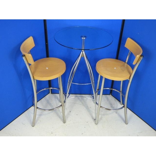 584 - Three Piece Beach Chrome and Glass Bistro Set