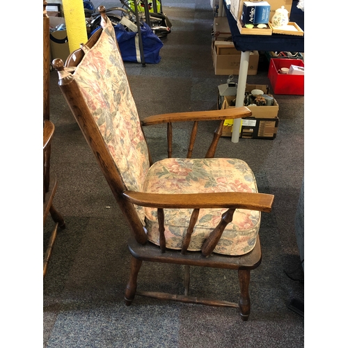 595 - Two Vintage Wooden Armchairs With Cushions