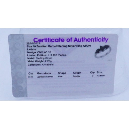 184 - Zambian Garnet Sterling Silver Ring (size 10) ATGW 2.40cts complete with Certificate of Authenticity