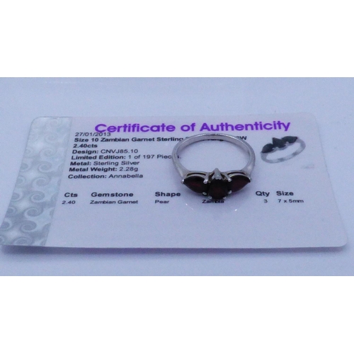184 - Zambian Garnet Sterling Silver Ring (size 10) ATGW 2.40cts complete with Certificate of Authenticity