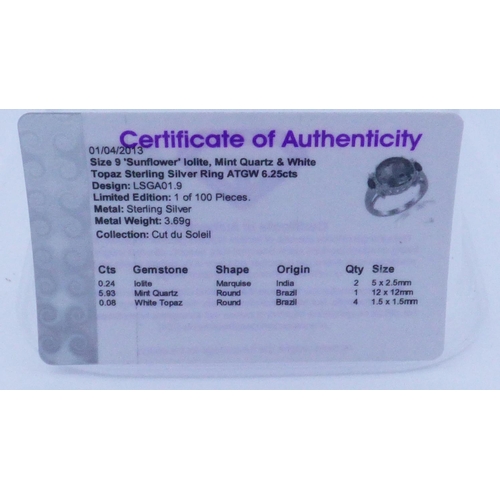 217 - Mint Quartz & White Topaz Sterling Silver Ring (size 9) ATGW 6.25cts 