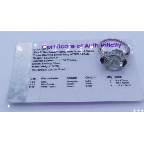 217 - Mint Quartz & White Topaz Sterling Silver Ring (size 9) ATGW 6.25cts 