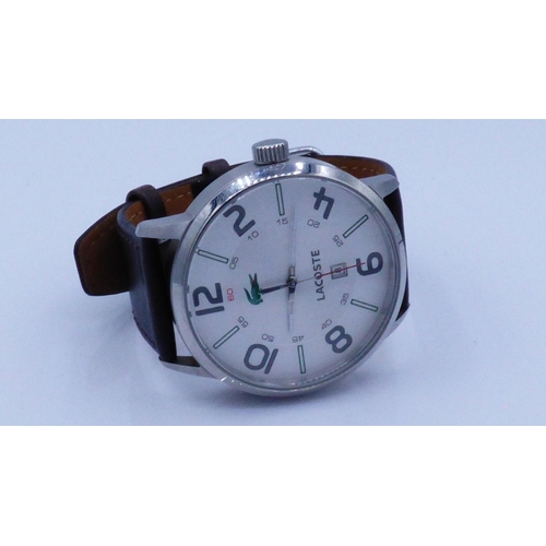 249 - Large Faced Gents watch with Leather strap complete in Presentation box (working)