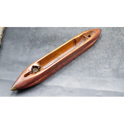 153 - Vintage Wooden Cotton Mill Shuttle (43cm Long)