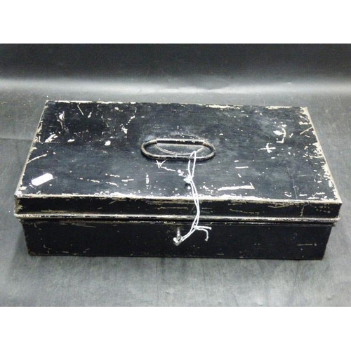 165 - Vintage Metal Deeds Box with Key (15