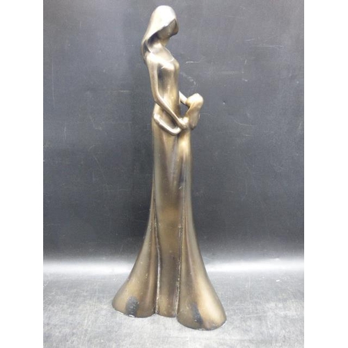 173 - Large Bronzed Figurine of Mother and Child (18