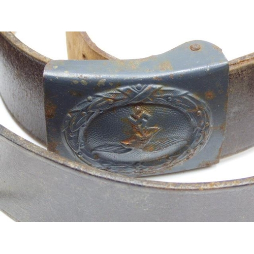 142 - WWII German Luffwaffe Brown leather belt, marked twice 1936 Neuhausen FL. Staffel 3 and F1 Gruppe 12... 