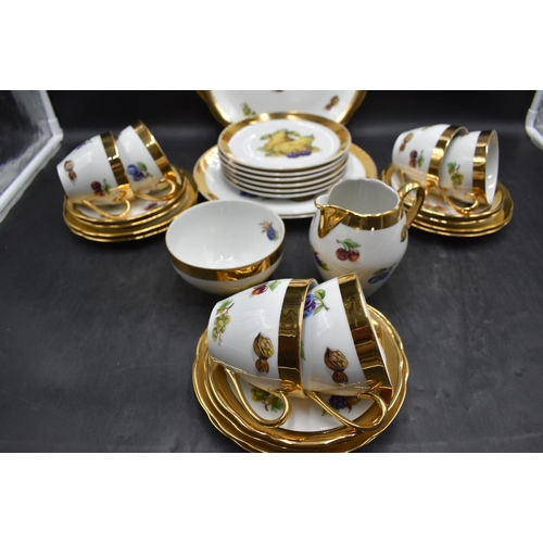 70 - Czechoslovakian Epiag Royal & Bohemia porcelain tea set with Fruit Decoration and Gilt Borders (28 P... 