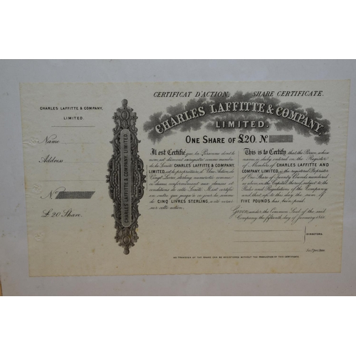 91 - Charles Laffitte & Company £20 Share Certificate (French / English)