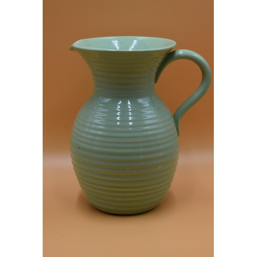 96 - Lovatts Stoneware Green Ridged Jug approx. 10