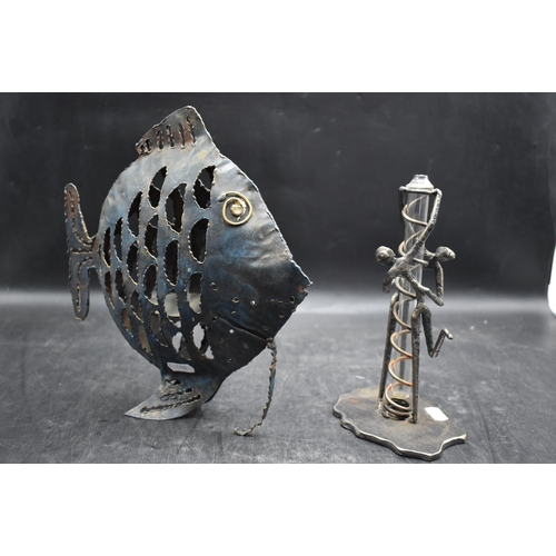 104 - Two Hand Made Metal Sculptures (Tallest 9