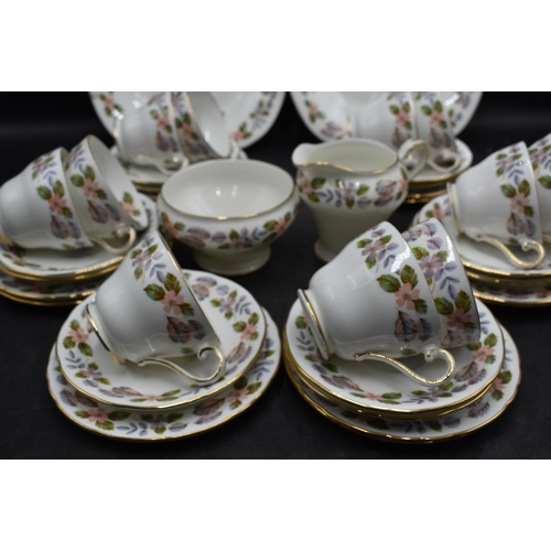 107 - Aynsley April Rose 37 Piece Tea Set including Milk Jug and Sugar Bowl