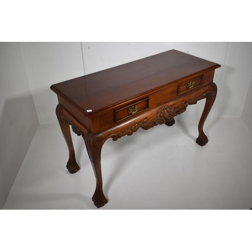 126 - Polished Two Drawer Lowboy on Foilate Knees and Claw and Ball Feet (43