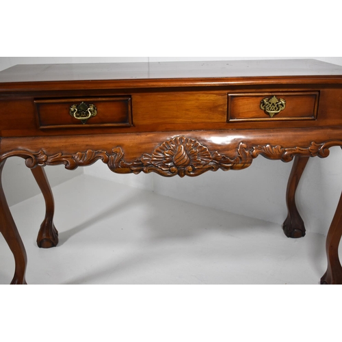 126 - Polished Two Drawer Lowboy on Foilate Knees and Claw and Ball Feet (43