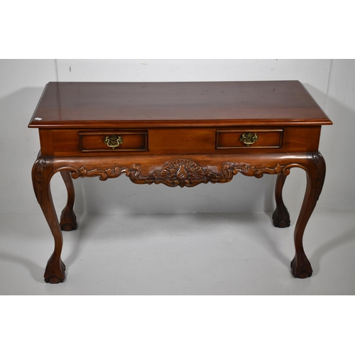 126 - Polished Two Drawer Lowboy on Foilate Knees and Claw and Ball Feet (43