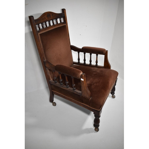 129 - Wood and Fabric Bedroom Chair on Castors (Approx 25