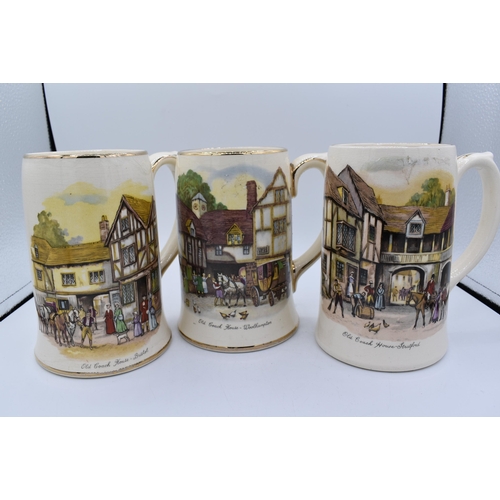 151 - Three Sadler Tankards entitled Old Coach House (Bristol, Stratford & Woolhampton) 5½