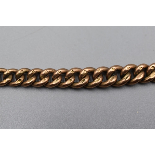 8 - Hallmarked Birmingham 9ct Gold Double Albert Watch Chain with T bar, each Link as been marked 375 Co... 