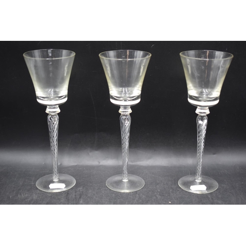 60 - Selection of Mixed Glassware including 3 Georgian Twisted Stem Wine Glasses, Hallmarked Silver and G... 