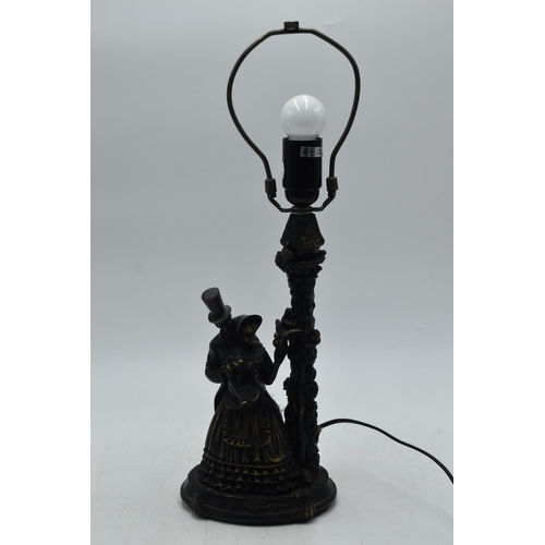 81 - Victorian Scene Lamp (working when tested) Approx 19½