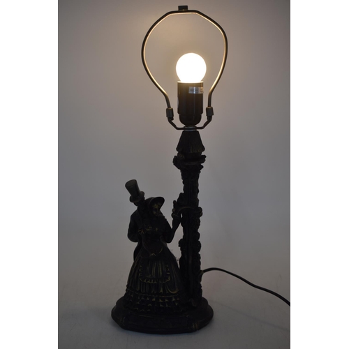 81 - Victorian Scene Lamp (working when tested) Approx 19½