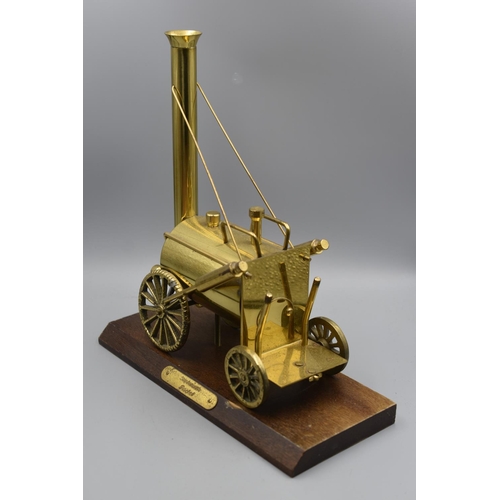 91 - Brass Model of Stephenson's Rocket Mounted on Wooden Plinth (9